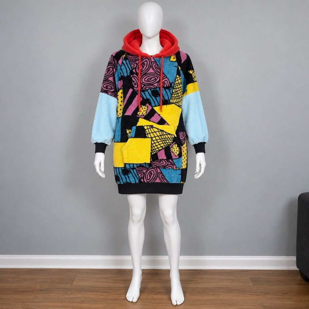 Disney Nightmare Before Christmas Sally Plush Hoodie Dress XS Cosplay Patchwork